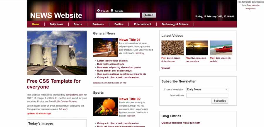 Website Templates For Free News And Media Phpweb Org